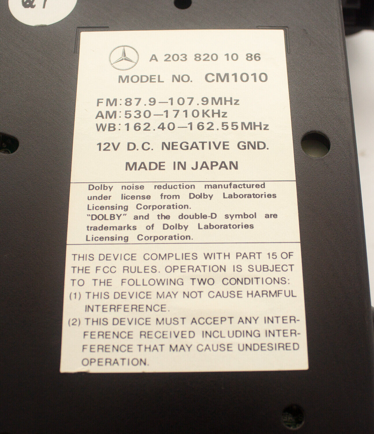 OEM AM FM Audio Radio Player Module For Mercedes Benz CLK500 C240 C320 CM1010