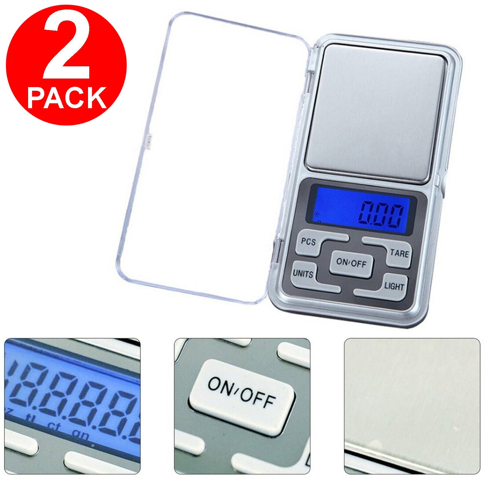 2x Digital Pocket Scale 200g x 0.01g For Jewelry Gold Gram Herb Grain Kitchen